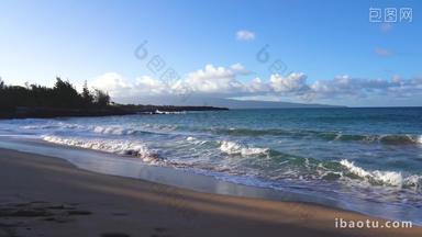 夏威夷海岸海浪冲击沙滩延时